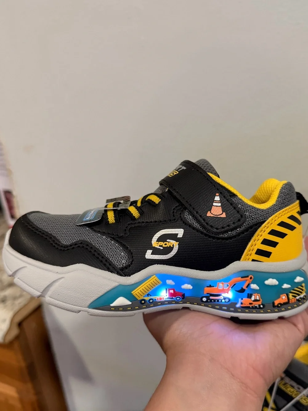 Skechers Kids' Gray & Yellow Light-Up Construction Sneakers 10T